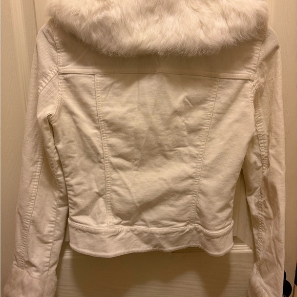 Vintage Y2K Sheri Bodell Corduroy White 100% Rabbit Fur Trim Jacket Sz XS - Picture 13 of 16